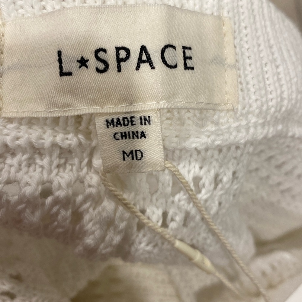 L*Space Ivory Knit Pants Marbella Crocheted Cover-Up Pants, 100% Cotton SizeM - Picture 14 of 16